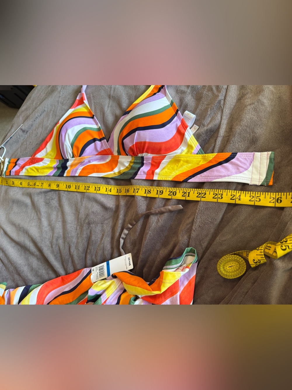 Anne Cole skirted Bikini Bottom with Multicolor Print Accent Halter Top XL/D - Picture 15 of 16